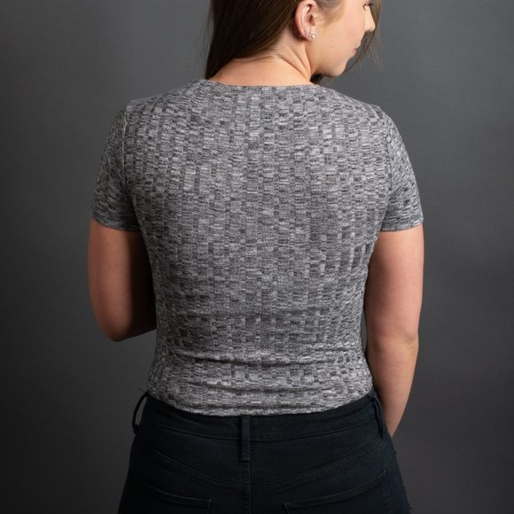 Grey Ribbed Tee Bodysuit by Forever 21 - Picture 6 of 10